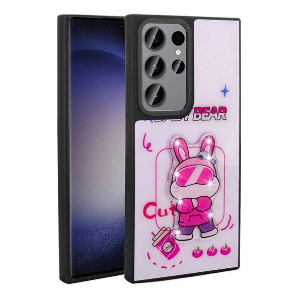 Moby Shop Galaxy S22 Ultra Kılıf Parlak Simli Ve Şirin Hayvan Figürlü Whimsy Premium Silikon Kapak ürün görseli 1