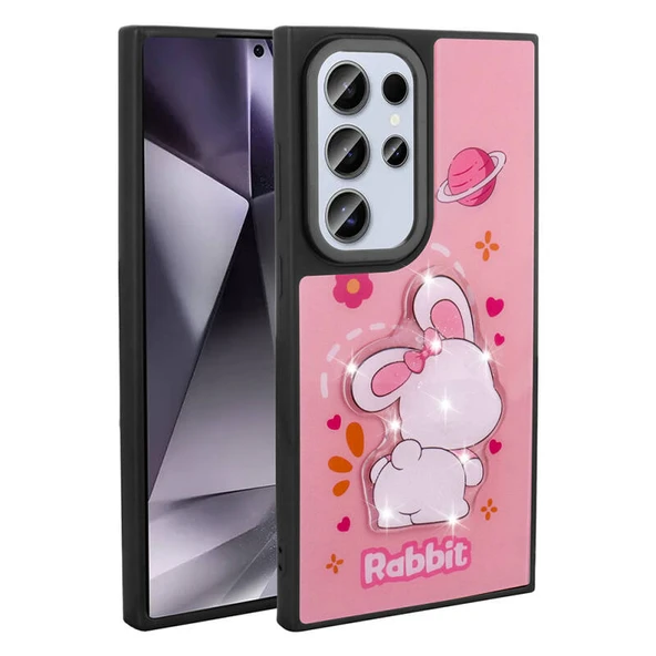 Moby Shop Galaxy S24 Ultra Kılıf Parlak Simli Ve Şirin Hayvan Figürlü Whimsy Premium Silikon Kapak ürün görseli 1