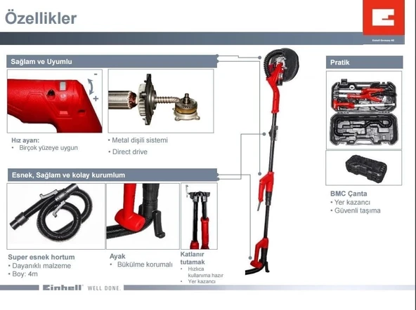Einhell TC-DW 225 Alçıpan Duvar Zımpara - Resim 4