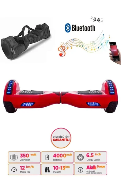 Citymate Elektrikli Kaykay Hoverboard 6.5 Inch Ledli Model - Kırmızı ürün görseli 1