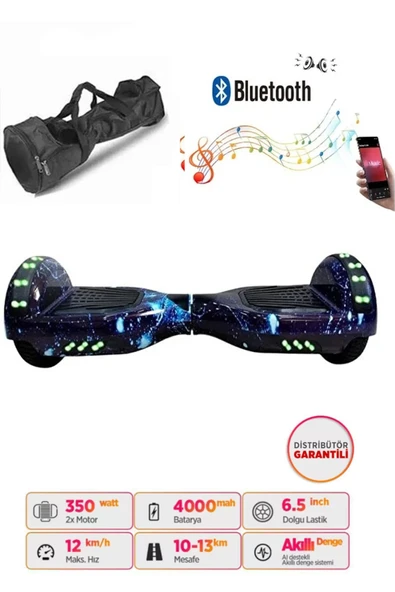 Citymate Elektrikli Kaykay Full Ledli Hoverboard Bluetooth Hoparlörlü 6.5 Inch Çanta Hediyeli D12 ürün görseli 1