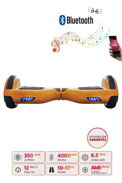 Citymate Hoverboard Elektrikli Kaykay Scooter Bluetooth Hoparlörlü 6.5 inch Gold ürün görseli 1