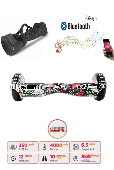 Citymate Elektrikli Kaykay Full Ledli Hoverboard Bluetooth Hoparlörlü 6.5 Inch Çanta Hediyeli D06 ürün görseli 1