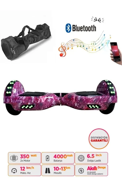 Citymate Elektrikli Kaykay Full Ledli Hoverboard Bluetooth Hoparlörlü 6.5 Inch Çanta Hediyeli D13 ürün görseli 1