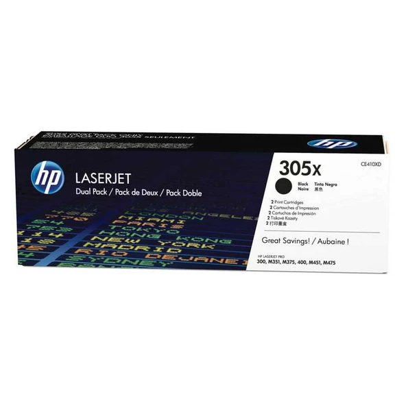 Hp 305X-CE410XD Siyah Yüksek Kapasiteli Orijinal Toner İkili Paket ürün görseli 1