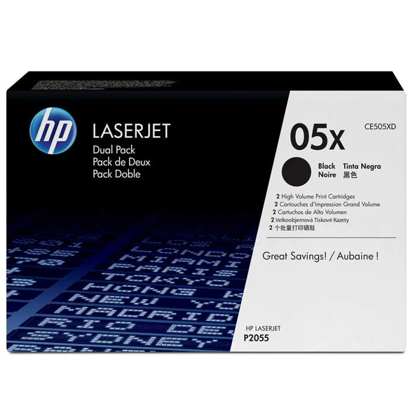 Hp 05X-CE505XD Yüksek Kapasiteli Orijinal Toner İkili Paket ürün görseli 1
