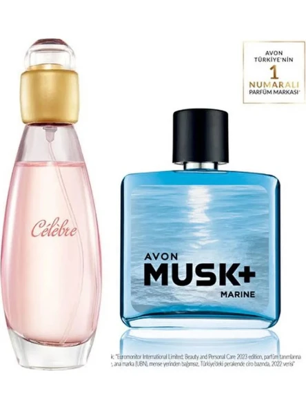 Avon Celebre 50 Ml. Kadın Parfüm Edt Avon Musk Marine Erkek Parfüm Edt 75 Ml Bay Parfüm Seti ürün görseli 1