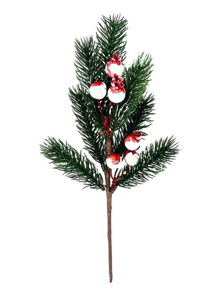 Yapay Çiçek Kokina Narlı Çam Dalı Karlı Renk 30cm Yılbaşı Çiçeği Red Berry ürün görseli 1