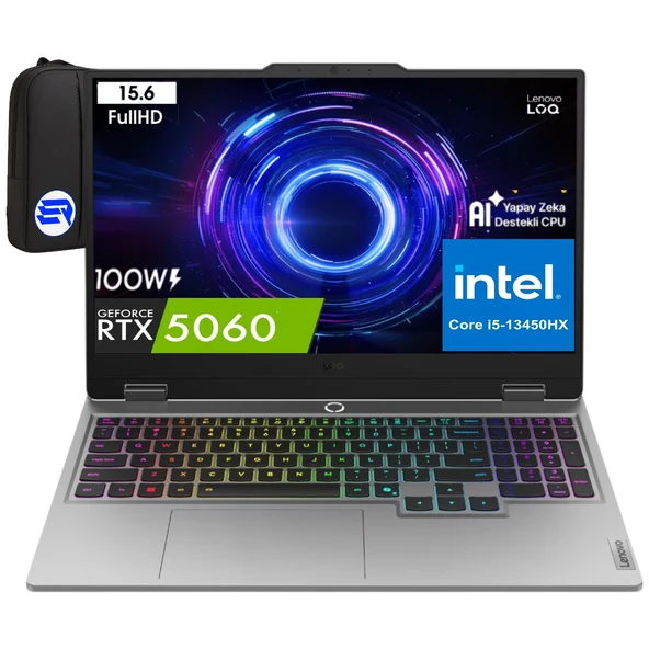 Lenovo Loq 15IRX10 83JE00ENTREP3 I5-13450HX 24GB Ram 1tb SSD RTX5060 15.6" Fhd 144Hz WIN11 Pro + Elektropasaj Çanta ürün görseli 1