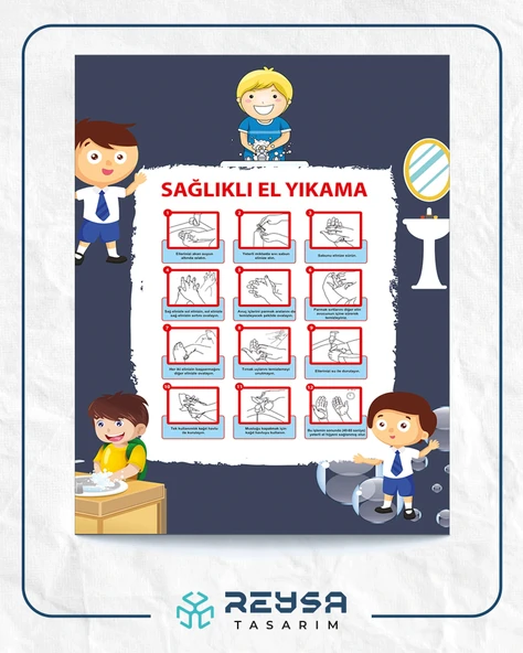 Sağlıklı El Yıkama Posteri 70x100 cm ürün görseli 1