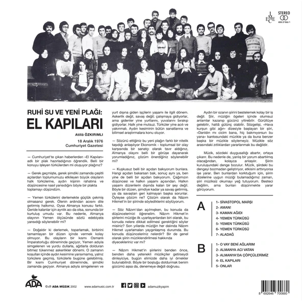 Ruhi Su El Kapıları - Plak - Resim 2