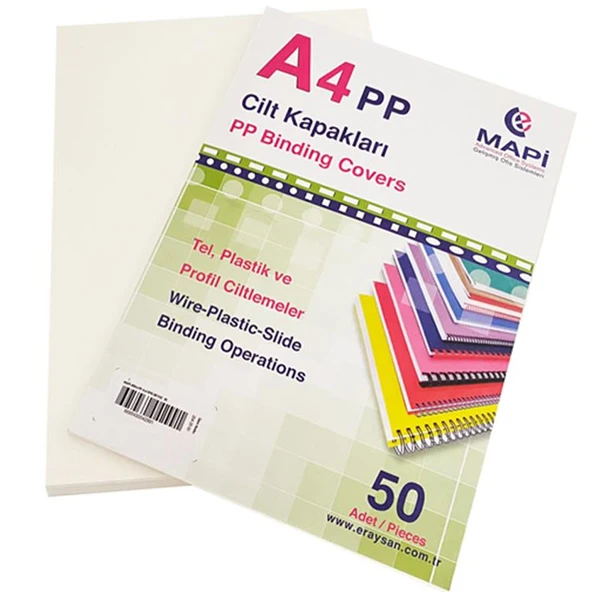 Mapi Cilt Kapağı Plastik Opak A4 450 MIC Beyaz  (50 li)204 25 00 ürün görseli 1