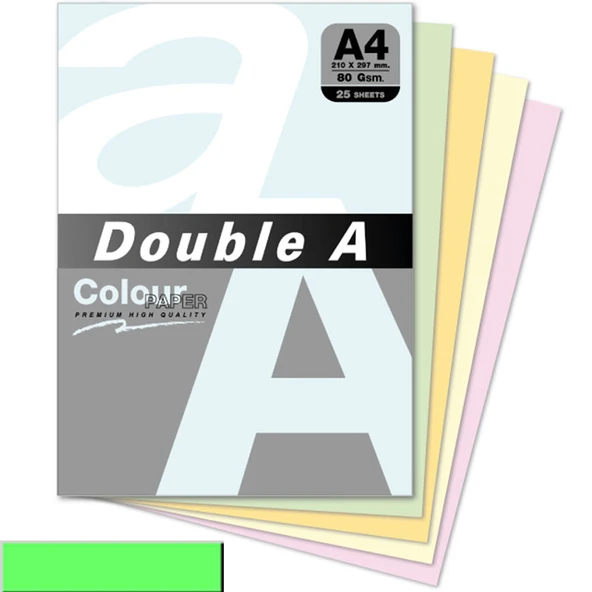 Double A Renkli Kağıt 25 Lİ A4 80 GR Pastel Zümrüt Yeşili ürün görseli 1