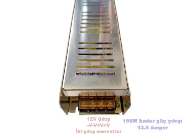 CATA 12v 12.5A Şerit Led Trafosu 150w IP20 (12 Volt 10 Amper Adaptör) ürün görseli 1