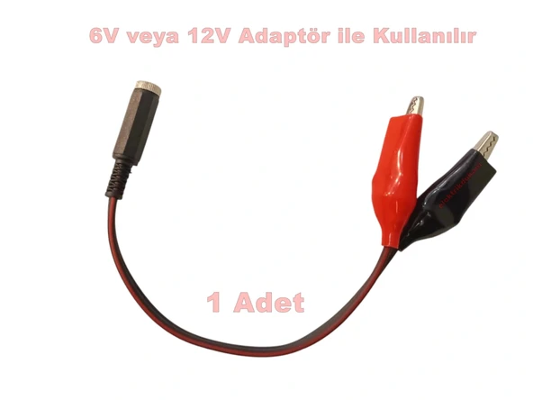 5.5x2.5mm Jaklı Akü Şarj Adaptörü İçin Maşa Kıskaçlı Şarj Kablosu (6 Volt ve 12 Volt Aküler İçin Timsah Ağızlı Krokodüll ürün görseli 1