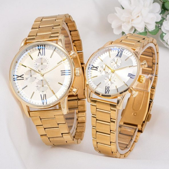 SaaTTino Çift Saatler Sevgiliye Hediye Saat Çelik Kordon Takı Set Kombini ST-304021 ürün görseli 1