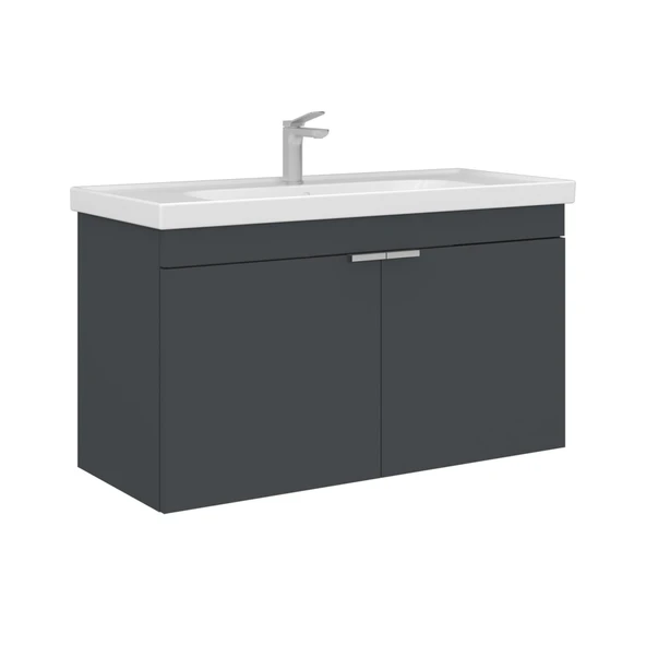 Orka Desna 100 cm Mat Antrasit Banyo Dolabı Alt Modül Lavabo ürün görseli 1