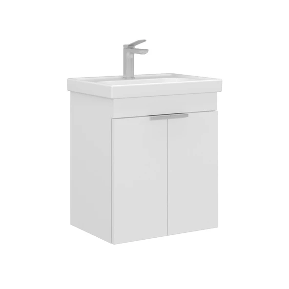 Orka Desna 50 cm Mat Beyaz Banyo Dolabı Alt Modül Lavabo ürün görseli 1