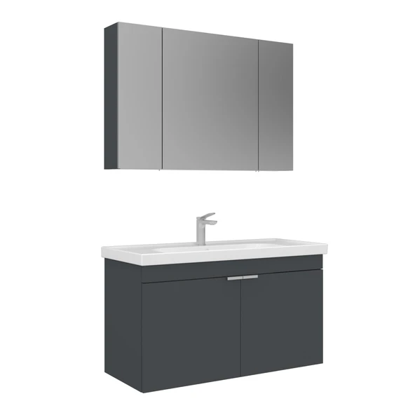 Orka Desna 100 cm Mat Antrasit Banyo Dolabı Takımı ürün görseli 1