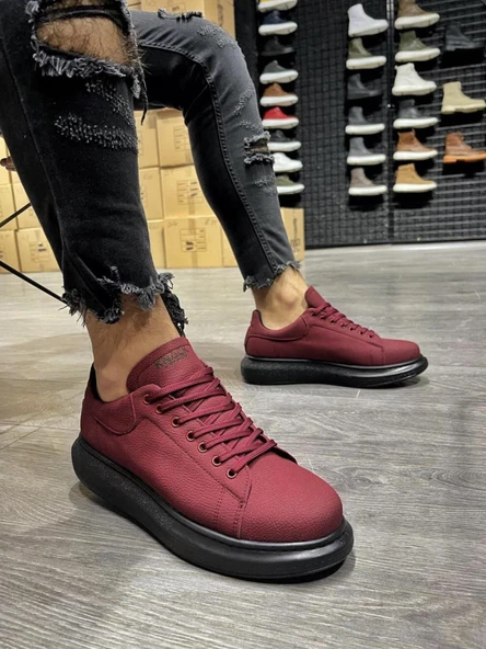 Knack Yüksek Taban Günlük Ayakkabı 045 Bordo (Siyah Taban) ürün görseli 1