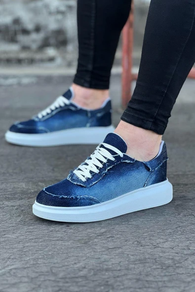 Wagoon WG018 Koyu Mavi Kot Kumaş Erkek Casual Ayakkabı ürün görseli 1