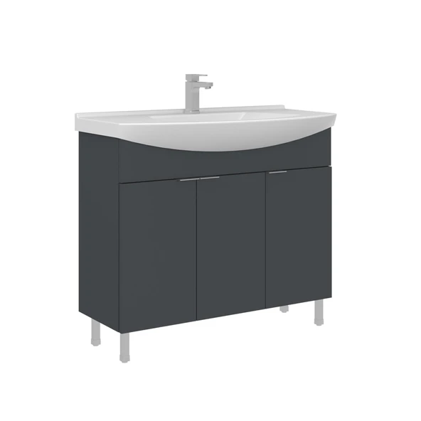 Orka Purus 100 cm Mat Antrasit Banyo Dolabı Alt Modül Lavabo (Ayaklı) ürün görseli 1