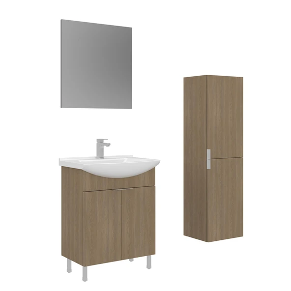 Orka Purus 65 cm Budva Düz Aynalı Banyo Dolabı Takımı ve Boy Dolabı (Ayaklı) ürün görseli 1