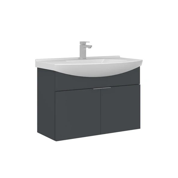 Orka Purus 80 cm Mat Antrasit Banyo Dolabı Alt Modül Lavabo (Asma) ürün görseli 1