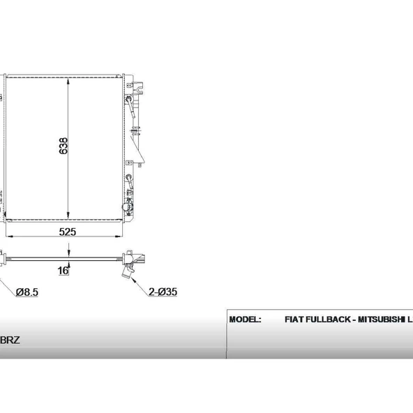 RADYATÖR SU L-200 15= FULLBACK 16mm A-T EURO-6 BRAZING ürün görseli 1