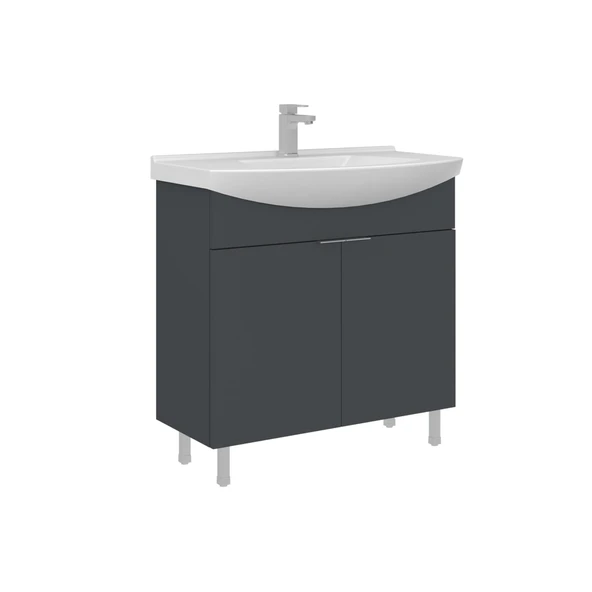 Orka Purus 80 cm Mat Antrasit Banyo Dolabı Alt Modül Lavabo (Ayaklı) ürün görseli 1