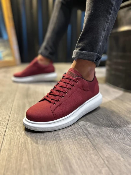 Knack Yüksek Taban Günlük Ayakkabı 045 Bordo (Beyaz Taban) ürün görseli 1
