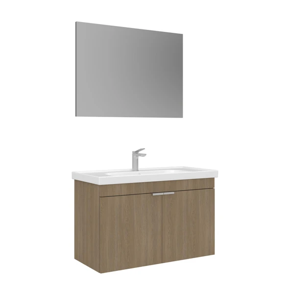 Orka Desna 90 cm Budva Düz Aynalı Banyo Dolabı Takımı ürün görseli 1