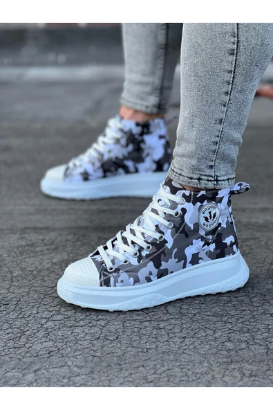 Wagoon WG017 Beyaz Askeri Yarım Bilek Casual Ayakkabı ürün görseli 1