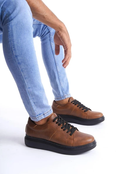 SLW151 Boost Bağcıklı Cilt Erkek Günlük Sneaker Ayakkabı CST - Taba ürün görseli 1