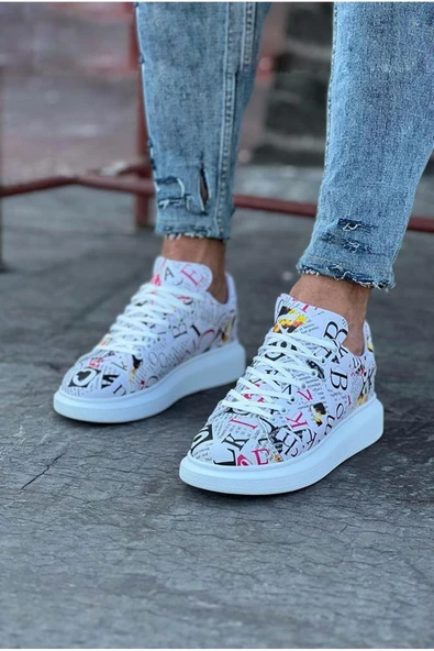 Wagoon WG501 Dergi Desenli Boyalı Erkek Casual Ayakkabı ürün görseli 1