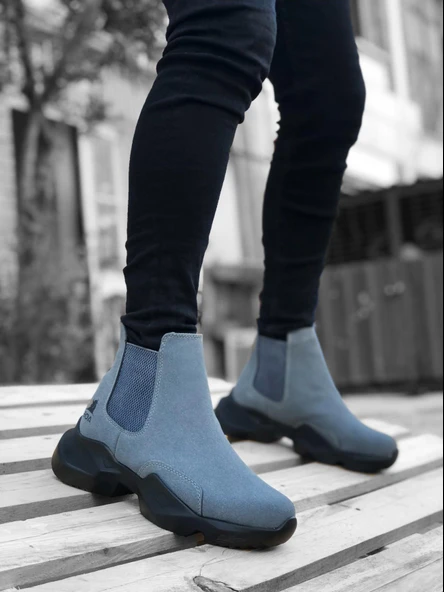 BA0444 Bağcıksız Rahat Yüksek Taban Füme Erkek Spor Yarım Bilek Bot ürün görseli 1