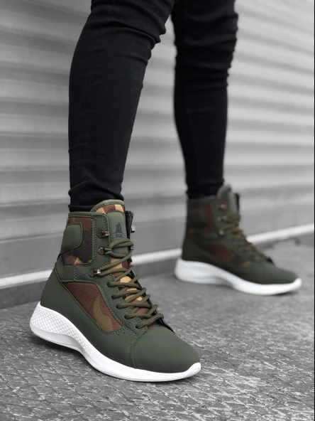 BA0600 Bağcıklı Haki Kamuflaj Kısa Boksör Unisex Spor Postal Bot ürün görseli 1