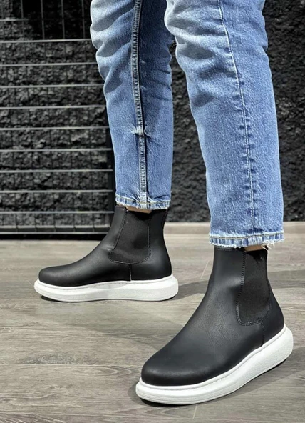 Knack Yüksek Taban Ayakkabı 111 Siyah (Beyaz Taban) ürün görseli 1