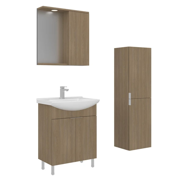 Orka Purus 65 cm Budva Spot Aynalı Banyo Dolabı Takım ve Boy Dolabı (Ayaklı) ürün görseli 1