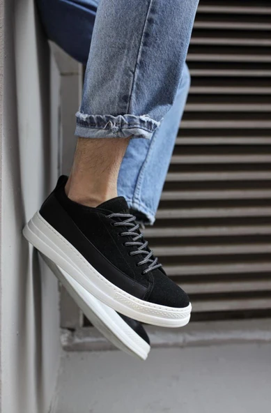 Knack Sneakers Ayakkabı 010 Siyah Süet (Beyaz Taban) ürün görseli 1