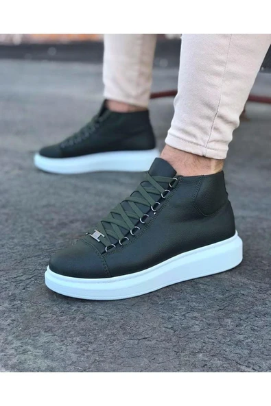 Wagoon WG032 Haki Bağcıklı Sneakers  Yarım Bilek Bot ürün görseli 1