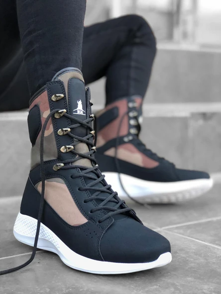 BA0600 Bağcıklı Siyah Kamuflaj Boksör Unisex Spor Postal Bot ürün görseli 1