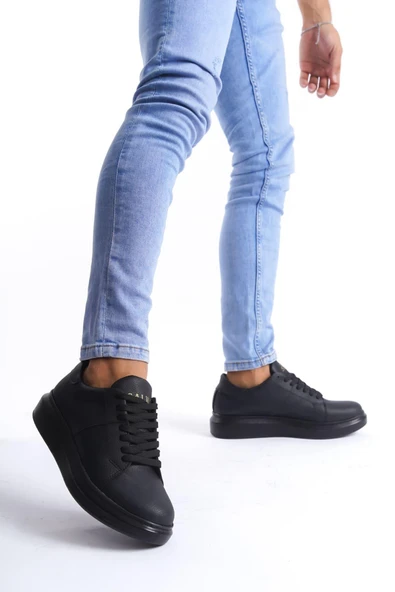 SLW151 Boost Bağcıklı Cilt Erkek Günlük Sneaker Ayakkabı CST - Siyah ürün görseli 1