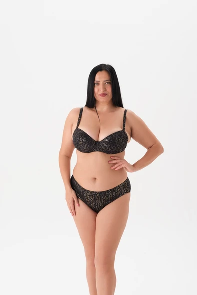 Büyük Beden Kaplı Balenli Parlak Leopar Bikini Takım ürün görseli 1