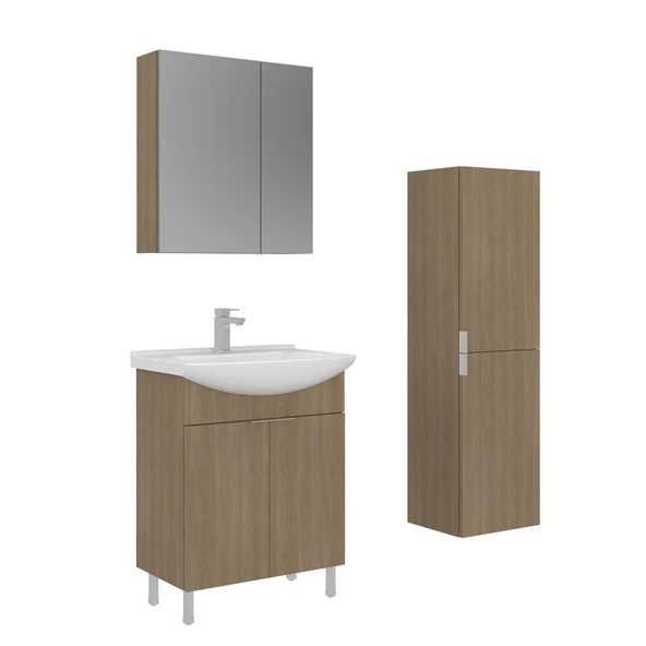 Orka Purus 65 cm Budva Ayna Dolaplı Banyo Dolabı Takım ve Boy Dolabı (Ayaklı) ürün görseli 1