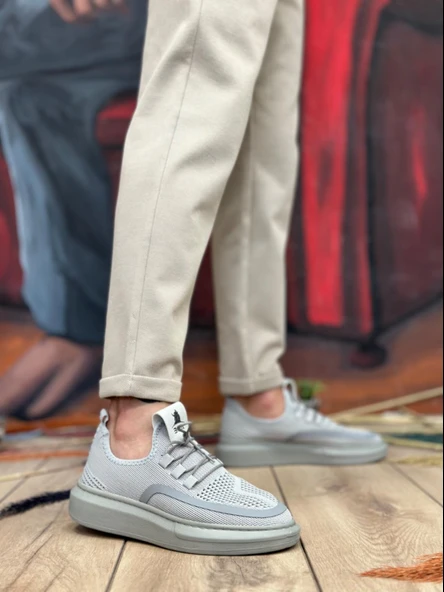 BA0375 Özel Örme Triko Tarz Gri Renk Spor Ayakkabı ürün görseli 1