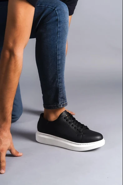 SLW151 Boost Bağcıklı Cilt Erkek Günlük Sneaker Ayakkabı CBT - Siyah ürün görseli 1