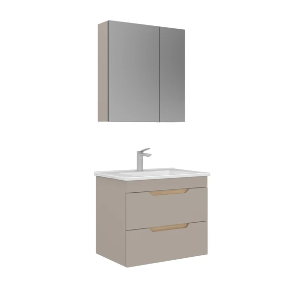 Orka Lena 65 cm Çöl Beji Çekmeceli Banyo Dolabı Takımı ürün görseli 1