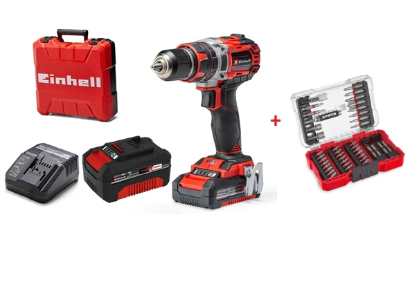 Einhell Professional TP-CD 18/50 Li-i BL ( 2Ah + 4Ah ) Akülü Darbeli Vidalama + Einhell  Vidalama Uç Seti 42 parça M-CASE Kutu ürün görseli 1