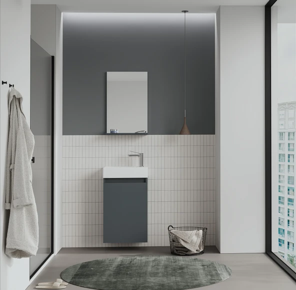 Orka Conza 45 cm Antrasit Banyo Dolabı Takımı ürün görseli 1